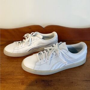 Puma White Athletic Sneakers with Cream Sole